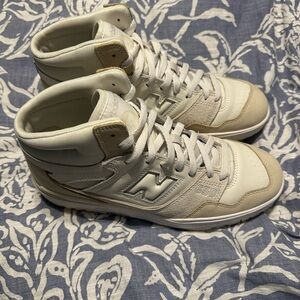 New Balance 650 Cream and White High-Tops